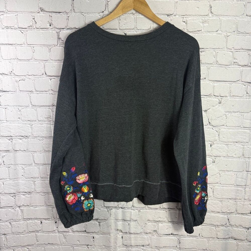 Rock & Roll Long Sleeve Floral Embroidered Puff Sleeve Top Size XL - Picture 3 of 8